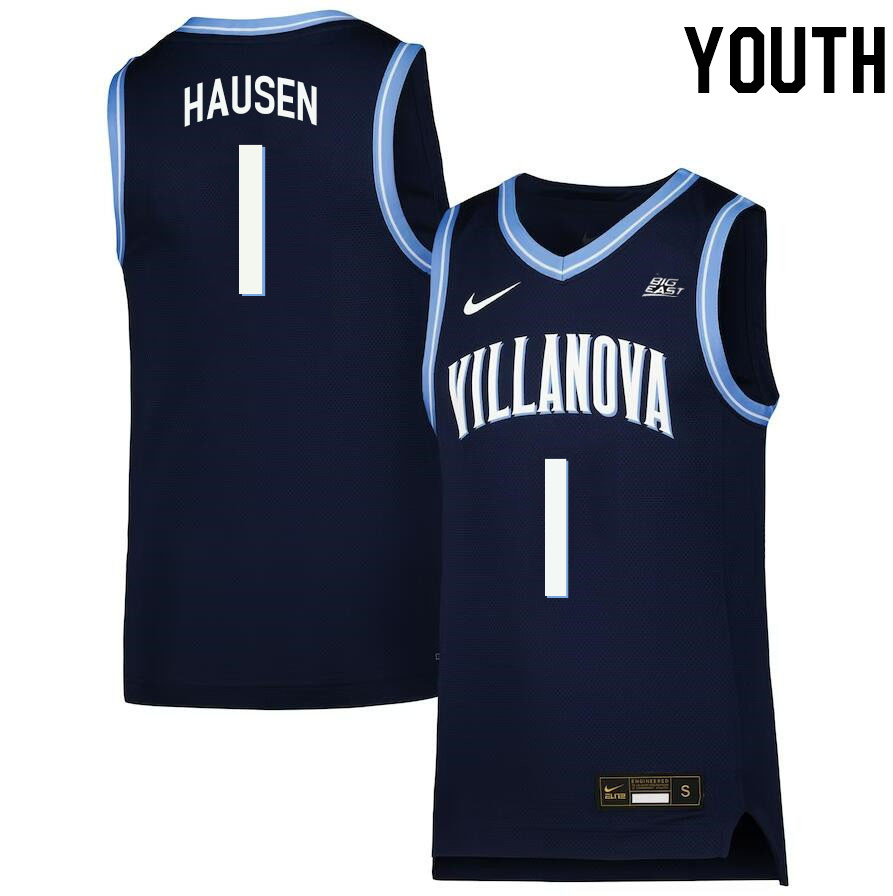 Youth #1 Brendan Hausen Willanova Wildcats College 2022-23 Basketball Stitched Jerseys Sale-Navy
